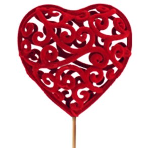 Hjerter med m�nster r�d p� pind