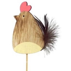 Tr� kylling med fjer p� pind