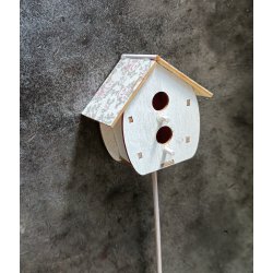 Fuglehus p pind med stof tag hvid