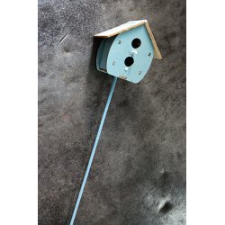 Fugle huse p pind med stof tag bl