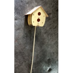 Fuglehus p pind med stof tag gul