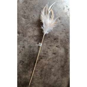 Fjer p� pind Hvid/Brun