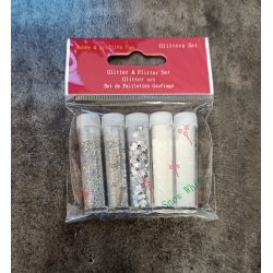 Glitter 5 ass. rr slv-hvid