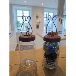 Glas krukke med p�skehare l�g