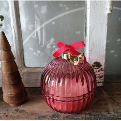 Duftlys i glas- juleklokke r�d