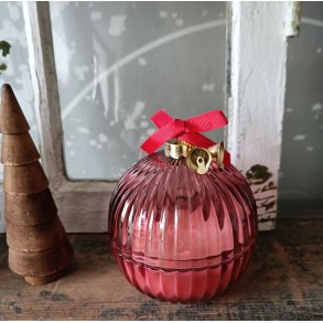 Duftlys i glas- juleklokke r�d
