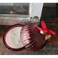 Duftlys i glas- juleklokke r�d