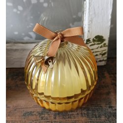 Duftlys i glas- juleklokke gul