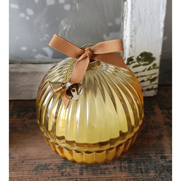 Duftlys i glas- juleklokke gul