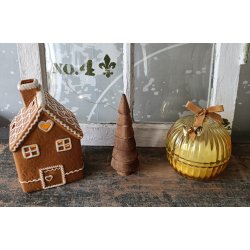 Duftlys i glas- juleklokke gul