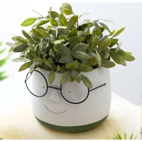 Urtepotte stor med briller 