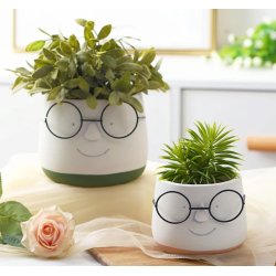 Urtepotte stor med briller 