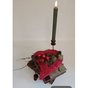 Buket holder r�d hjerte halm