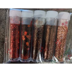 Glitter 5 ass. r�r kobber-r�d